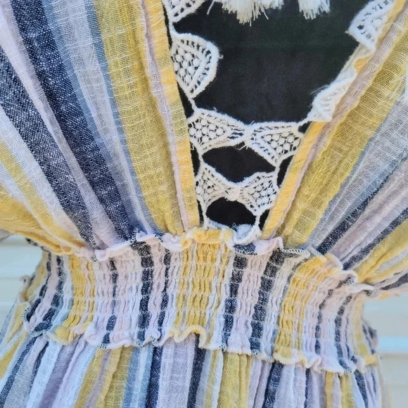 Club Z Collection Women Yellow Pink Striped Vacation Sundress Casual Dress L - Picture 4 of 10